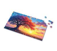 300 Piece Puzzles A Vibrant Tree With Colorful Leaves Against A Sunset Sky. Picture Puzzle Kids Toys For Girls 4 Year Old Boy Gift(300PCS)