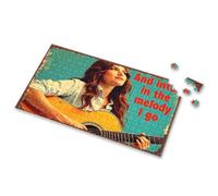 300 Piece Puzzles A Woman Playing Guitar With The Text "And Into In The Melody I Go." Picture Puzzle Kids Toys For Girls 4 Year Old Boy Gift(500PCS)