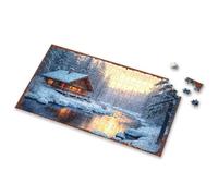 300 Piece Puzzles Cozy Cabin By The River In Winter Wonderland Picture Puzzle Puzzles For Adults Spot It Game For Kids(1000PCS)
