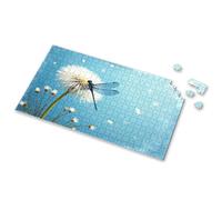 300 Piece Puzzles For Adults Large Piece A Blue Dragonfly Perches On A Dandelion. Picture Puzzle 500 Piece Puzzles For Adults Clearance Outfoxed Ga(500PCS)