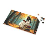 300 Piece Puzzles For Adults Large Piece A Woman In A White Dress Sits On A Stack Of Books, Reading In An Autumn Forest. Picture Puzzle Toys & Games Jigsaw Puzzles 1000 Pieces(1000PCS)