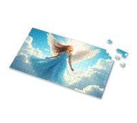 300 Piece Puzzles For Adults Large Piece Angel In Blue Dress With Wings Soaring Among Clouds. Picture Puzzle Puzzles For Kids Ages 4-6 300 Piece Puzzle(500PCS)