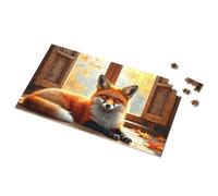 300 Piece Puzzles For Adults Large Piece Autumn Fox By The Window Picture Puzzle Puzzle Toys Under 10 Dollars(300PCS)