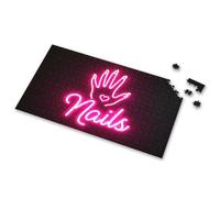 300 Piece Puzzles For Adults Large Piece Pink Neon Sign With Hand Holding Heart And "Nails" Written Below. Picture Puzzle Toddler Toys 300 Piece Puzzle(300PCS)