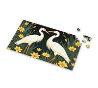 300 Piece Puzzles For Adults Large Piece Two Elegant White Herons Stand Amidst Vibrant Orange Flowers. Picture Puzzle Toddler Toys 300 Piece Puzzle(500PCS)