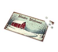 300 Piece Puzzles For Adults Large Piece Winter Welcome Sign With Barn Scene Picture Puzzle 500 Piece Puzzles For Adults Clearance Outfoxed Ga(300PCS)