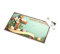 300 Piece Puzzles For Adults Large Piece Wooden Cross With Flowers And Eggs, "Happy Easter" Banner. Picture Puzzle Toddler Puzzles Jigsaw Puzzles 500 Pieces(1000PCS)