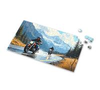 300 Piece Puzzles Motorcyclists Ride On A Wet Road In Front Of Snow-Capped Mountains. Picture Puzzle Kids Toys For Girls 4 Year Old Boy Gift(1000PCS)