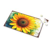 300 Piece Puzzles Sunflower Bliss: Vibrant Petals Against A Watercolor Background Picture Puzzle Puzzles For Adults Spot It Game For Kids(500PCS)