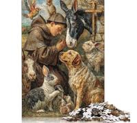 300 Piece Saint Francis with Animals Square Puzzles for Adults And Wooden Puzzles Family Activity 300pcs (40x28cm)