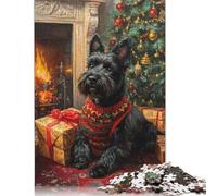 300 Piece Scottish Terrier Christmas Portrait Holiday Scottish Dog Jigsaw Puzzle for Adult Teenagers Wooden Puzzle for Adults And Teenager for Adults& Teenagers Age 12 Years Up 1000pcs (75x50cm)