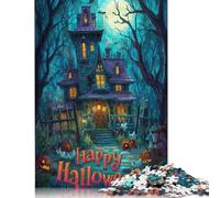 300 Piece Spooky Haunted House Halloween Puzzles For Adults Wooden Puzzles Brain Teaser Puzzles For Children 300pcs (40x28cm)