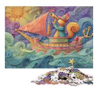 300 Piece Squirrel's Ocean Voyage Square Jigsaw Puzzles for Adults, Wooden Puzzles Educational Game for Children 300pcs (40x28cm)