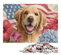 300 Piece Stars, Stripes & Blooms Square Puzzles for Adults, Wooden Puzzles Toy Wall Decor 300pcs (40x28cm)