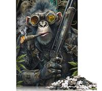 300 Piece Steampunk Ape with Shotgun Creative Square Jigsaw Puzzles for Adults And Wooden Puzzles Educational Game for Adult 300pcs (40x28cm)