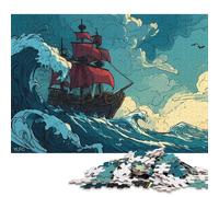 300 Piece Stormy Seas Voyage Jigsaw Puzzlesfor Adults Wooden Puzzle Jigsaws for Adults For Family Fun & Game Night 300pcs (40x28cm)