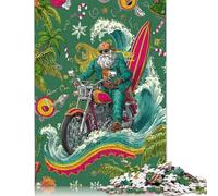 300 Piece Surfing Santa's Tropical Ride Creative Square Jigsaw Puzzles for Adults & Wooden Puzzles Stress Relief Puzzle Games And Unique 300pcs (40x28cm)