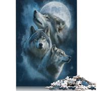 300 Piece Three Wolves Under Moonlight -1 Puzzles for Adults Wooden Puzzles Educational Game for Children As A 300pcs (40x28cm)