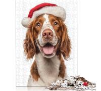 300 Piece Welsh Springer Spaniel Dog with Santa Hat Portrait Jigsaw Puzzle Adult Jigsaw Puzzle Puzzle for Adults And Teenager 1000pcs (75x50cm)