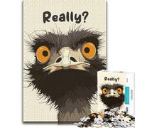 300 Piece Wooden Jigsaw Puzzle for Adults, Cartoon Emu with 'Really？' Text