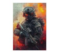 300 Piece Wooden Jigsaw Puzzle for Adults, Combat Soldier with Rifle