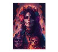 300 Piece Wooden Jigsaw Puzzle for Adults, Day of the Dead Celebration | During puzzle time: Jigsaw Puzzle: quiet indoor hobby for adults on quiet evenings.