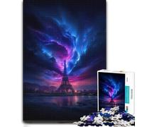300 Piece Wooden Jigsaw Puzzle for Adults, Eiffel Tower under a Cosmic Sky