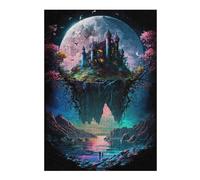 300 Piece Wooden Jigsaw Puzzle for Adults, Fantasy Castle Under the Moon
