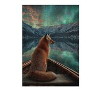 300 Piece Wooden Jigsaw Puzzle for Adults, Fox in Boat on Lake