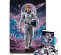 300 Piece Wooden Jigsaw Puzzle for Adults, Monkey Astronaut on Alien Planet