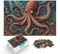 300 Piece Wooden Jigsaw Puzzle for Adults, Octopus Mosaic Art | A focused indoor hobby - a simple way to organise the image alone or together.