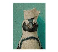 300 Piece Wooden Jigsaw Puzzle for Adults, Penguin in Sailor Hat Painting