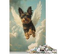 300 Piece Yorkshire Terrier Angel Pet Memorial Tribute Angel Dog Adult Jigsaw Puzzle Wooden Puzzles for Teenagers Gifts Puzzle for Adults And Teenager 300pcs (40x28cm)