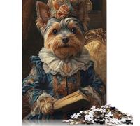 300 Piece Yorkshire Terrier Renaissance Duchess Vintage Dog Painting Jigsaws for Adults Wood Puzzles Wooden Puzzles Jigsaw Puzzles for Adults 1000pcs (75x50cm)