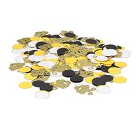 300 Pieces Bee Themed Round Glitter Confetti Gold White Black Mixed Color Bee Shape for Themed Birthday Party Baby Shower Gender Reveal DIY Wall Tabletop Decorations