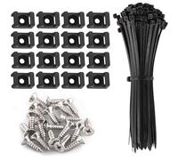 300 Pieces Cable Tie Kit - Black Nylon Zip Style Mounts & Ties (8 x 0.13 inch) with Self-Locking & Screws for Wire Management