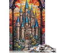 300 Pieces Castle Stained Glass for Adults Difficult Jigsaw Puzzles Puzzle Jigsaws for Adults for Home Decoration 300pcs (40x28cm)