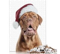 300 Pieces Dogues De Bordeaux Dog in Santa Hat Jigsaw Puzzles for Adults Puzzles Jigsaw Puzzles for Adults Educational Game Challenge Toy 1000pcs (75x50cm)