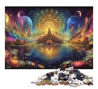 300 Pieces Enchanted Lunar Grove Creative Square Jigsaw Puzzles for Adults & Wooden Puzzles Challenging Game 300pcs (40x28cm)