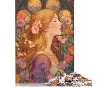 300 Pieces Floral Serenity Creative Square Wooden Jigsaw Puzzles for Adults Educational Game Challenge Toy 300pcs (40x28cm)