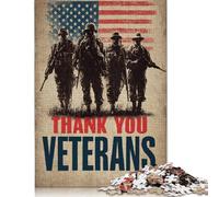 300 Pieces Grateful for Veterans Creative Square Jigsaw Puzzles for Adults & Wooden Puzzles Challenging Game 300pcs (40x28cm)