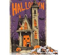 300 Pieces Jigsaw Puzzle for Teenagers Halloween Haunted House Poster Jigsaw Puzzles Aldults Puzzle Wooden Jigsaws Decompression Game Toy Puzzles 300pcs (40x28cm)