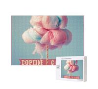 300 Pieces Jigsaw Puzzle with Storage Box, Cotton Candy Printed Wooden Puzzle 40x28 CM for Adults Kids Family Fun Decorative Game