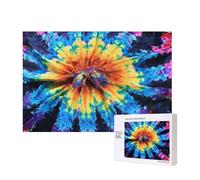 300 Pieces Jigsaw Puzzle with Storage Box, Exotic Tribe Tie Dye Style Printed Wooden Puzzle 40x28 CM for Adults Kids Family Fun Decorative Game