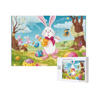 300 Pieces Jigsaw Puzzle with Storage Box, Spring Happy Festival Holiday Printed Wooden Puzzle 40x28 CM for Adults Kids Family Fun Decorative Game