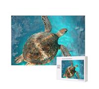 300 Pieces Jigsaw Puzzle with Storage Box, Swimming Tortoise Sea Printed Wooden Puzzle 40x28 CM for Adults Kids Family Fun Decorative Game