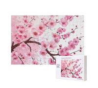 300 Pieces Jigsaw Puzzle with Storage Box, Tempting Cherry Blossoms Printed Wooden Puzzle 40x28 CM for Adults Kids Family Fun Decorative Game