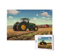300 Pieces Jigsaw Puzzle with Storage Box, Tractor farm Printed Wooden Puzzle 40x28 CM for Adults Kids Family Fun Decorative Game