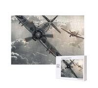 300 Pieces Jigsaw Puzzle with Storage Box, World War 2 Aircraft Airplane Printed Wooden Puzzle 40x28 CM for Adults Kids Family Fun Decorative Game