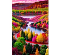 300 Pieces Jigsaw Puzzles for Adults,Family Challenging Puzzle Game,Fun Intellectual Art puzzles for Decompression and Home Decor Colorful Grove Roads Rivers(14.9x10.2 inch)